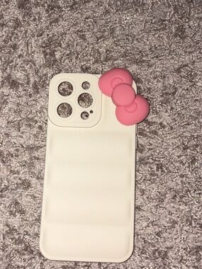 Hello Kitty White iPhone 15 Pro Max Case with Pink Bow